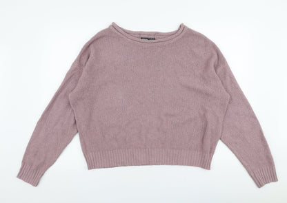 SheIn Womens Purple Boat Neck  Polyester Pullover Jumper Size L