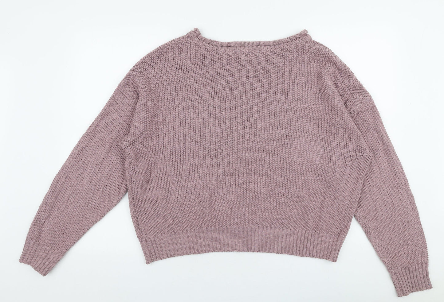 SheIn Womens Purple Boat Neck  Polyester Pullover Jumper Size L