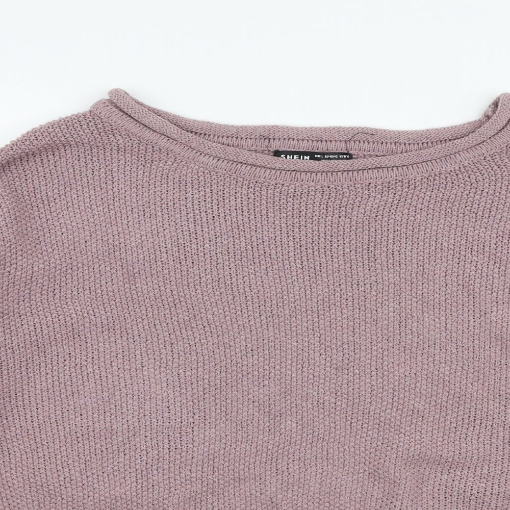 SheIn Womens Purple Boat Neck  Polyester Pullover Jumper Size L