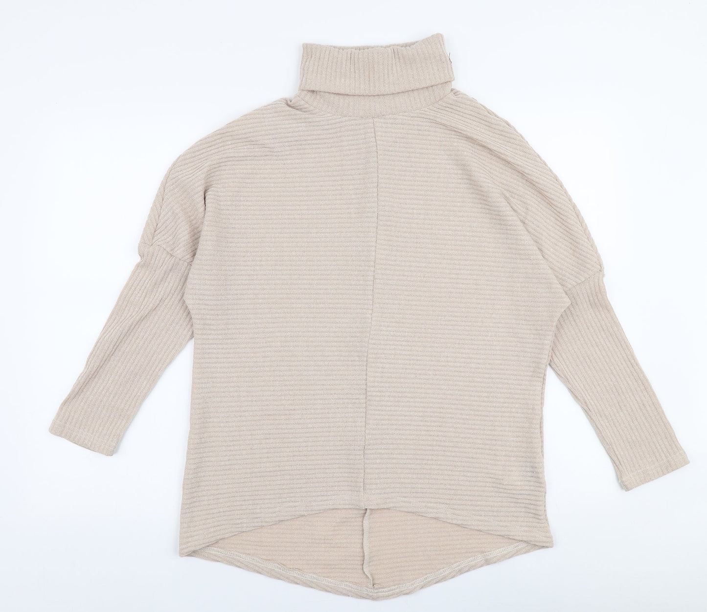 SheIn Womens Beige High Neck  Polyester Pullover Jumper Size L