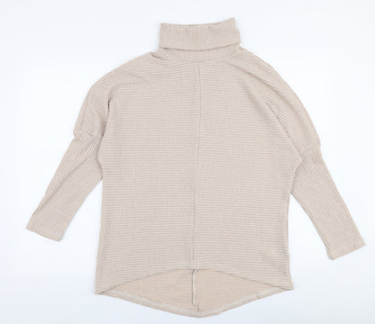 SheIn Womens Beige High Neck  Polyester Pullover Jumper Size L