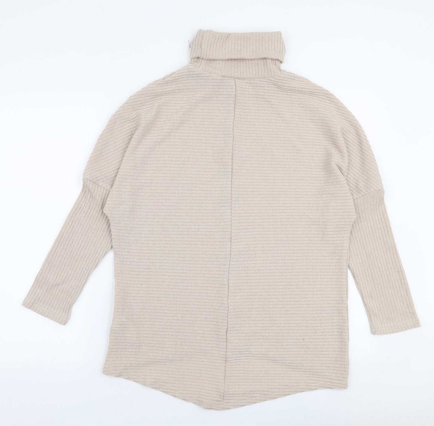 SheIn Womens Beige High Neck  Polyester Pullover Jumper Size L