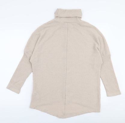 SheIn Womens Beige High Neck  Polyester Pullover Jumper Size L