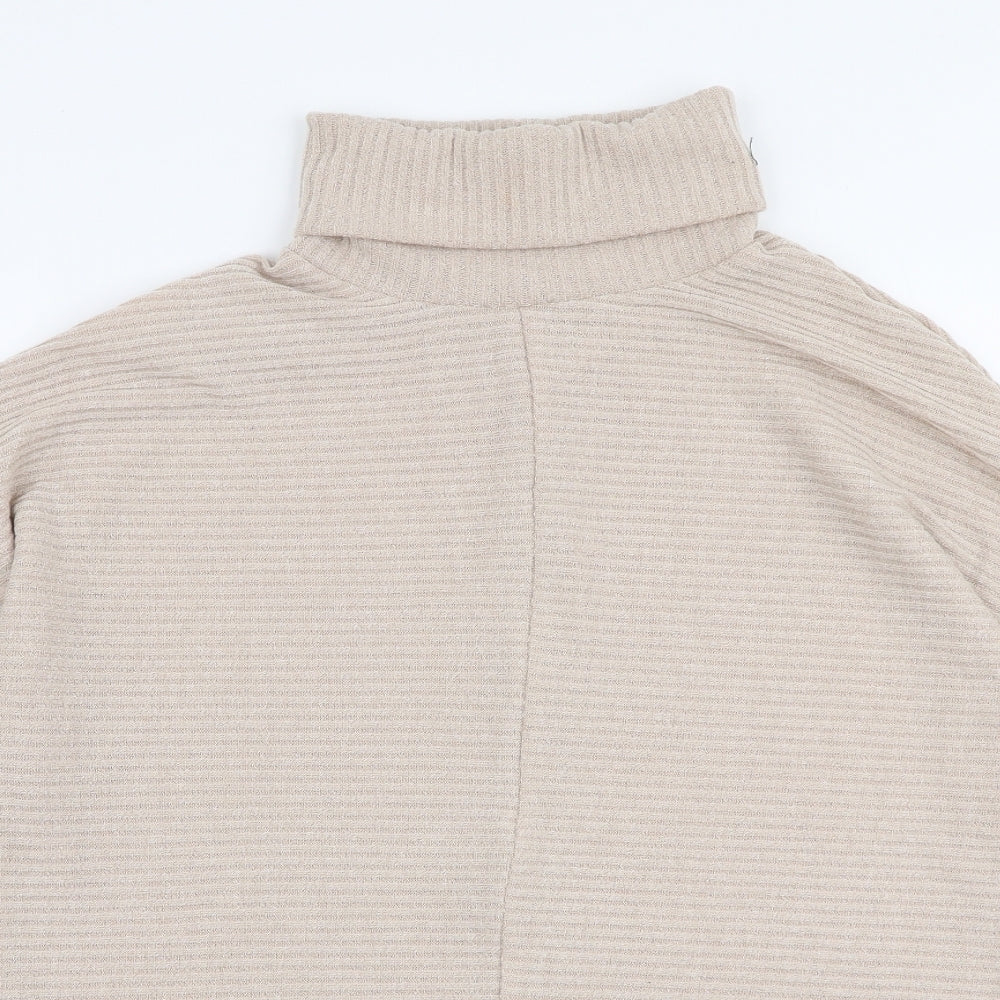 SheIn Womens Beige High Neck  Polyester Pullover Jumper Size L