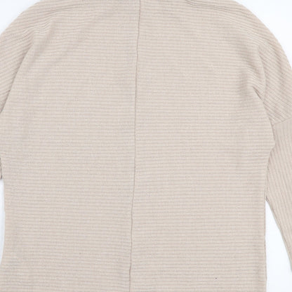 SheIn Womens Beige High Neck  Polyester Pullover Jumper Size L