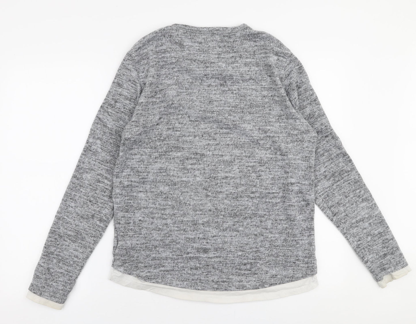 Brave Soul Mens Grey Round Neck  Polyester Pullover Jumper Size L