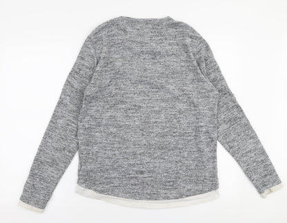 Brave Soul Mens Grey Round Neck  Polyester Pullover Jumper Size L