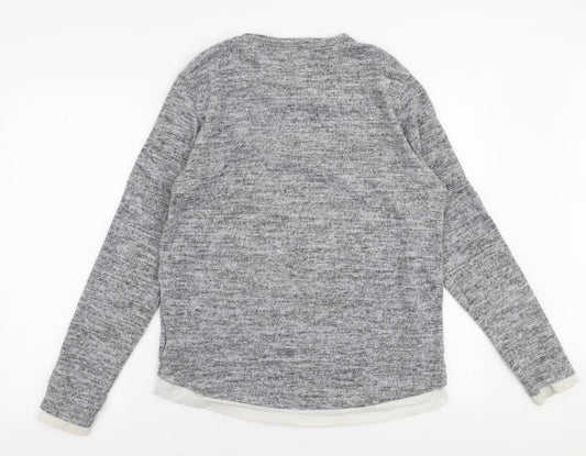 Brave Soul Mens Grey Round Neck  Polyester Pullover Jumper Size L