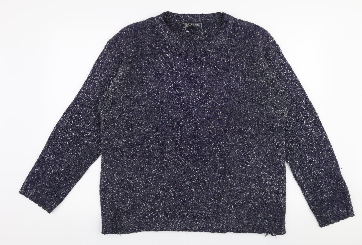 Trademark Mens Blue Round Neck  Acrylic Pullover Jumper Size S
