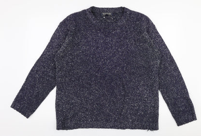 Trademark Mens Blue Round Neck  Acrylic Pullover Jumper Size S