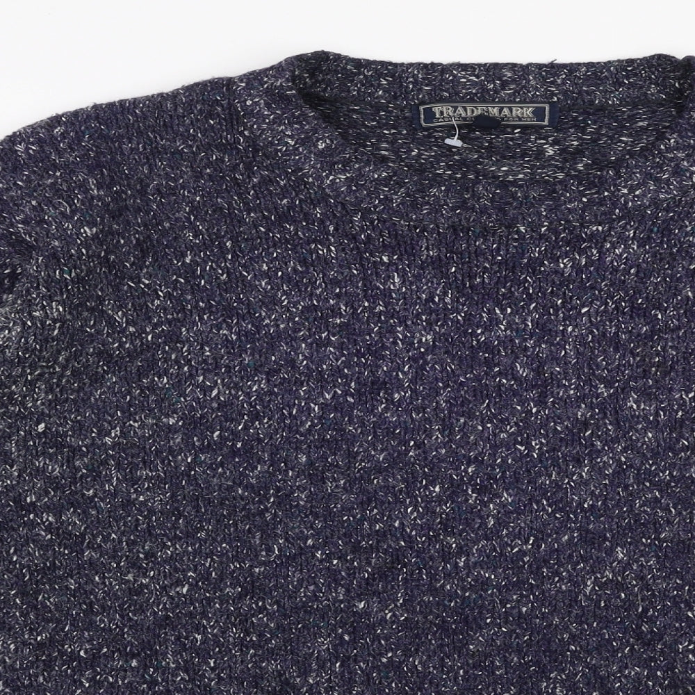 Trademark Mens Blue Round Neck  Acrylic Pullover Jumper Size S