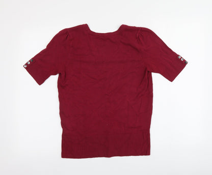 BHS Womens Red Round Neck  Viscose Pullover Jumper Size 12