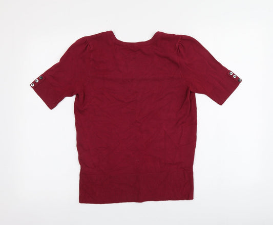BHS Womens Red Round Neck  Viscose Pullover Jumper Size 12