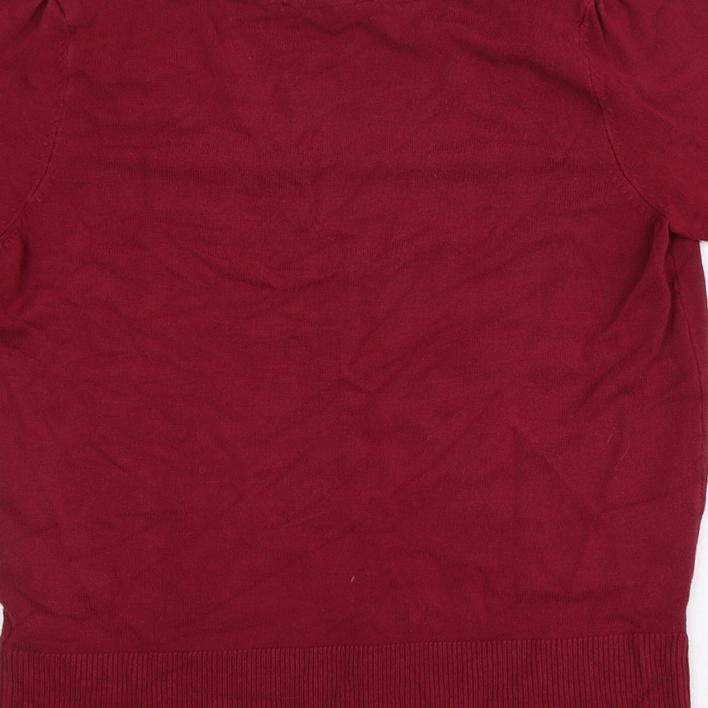 BHS Womens Red Round Neck  Viscose Pullover Jumper Size 12