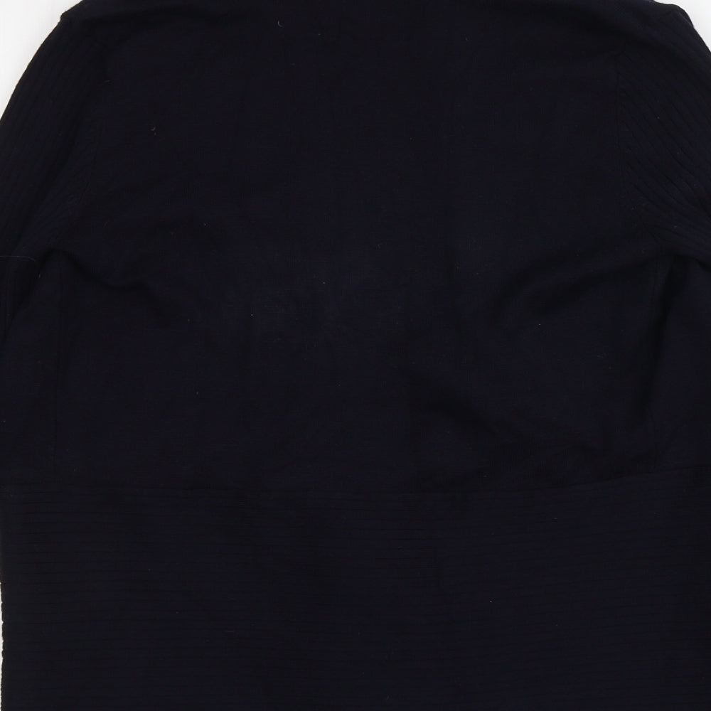 89th & Madison Womens Blue V-Neck  Rayon Cardigan Jumper Size S