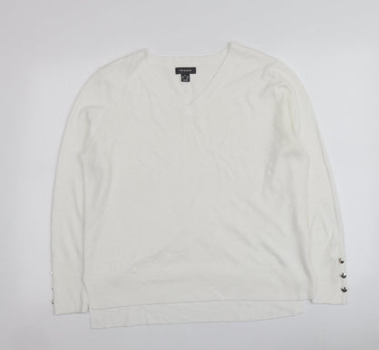 Primark Womens Ivory V-Neck  Acrylic Pullover Jumper Size M