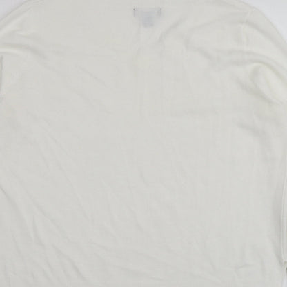 Primark Womens Ivory V-Neck  Acrylic Pullover Jumper Size M