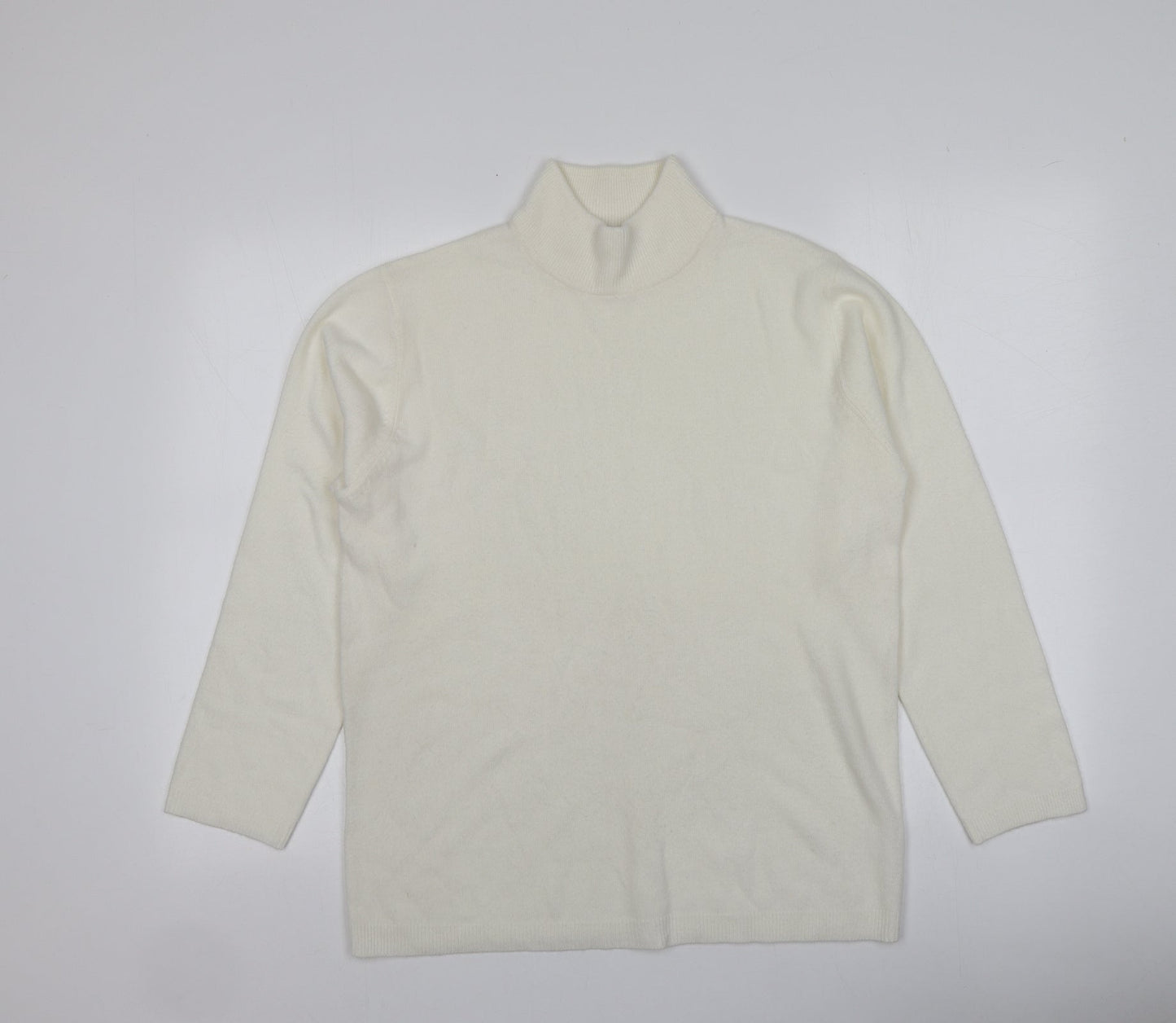 L.X.D Womens Ivory High Neck  Acrylic Pullover Jumper Size 16