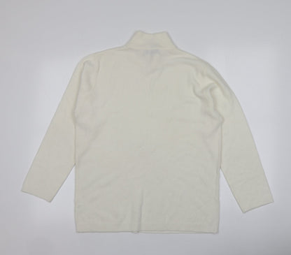 L.X.D Womens Ivory High Neck  Acrylic Pullover Jumper Size 16