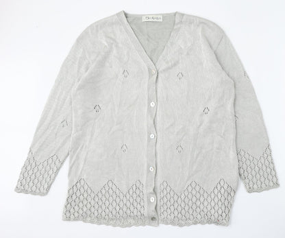 Womens UK Size 14 Berkertex Silver Cardigan Jumper