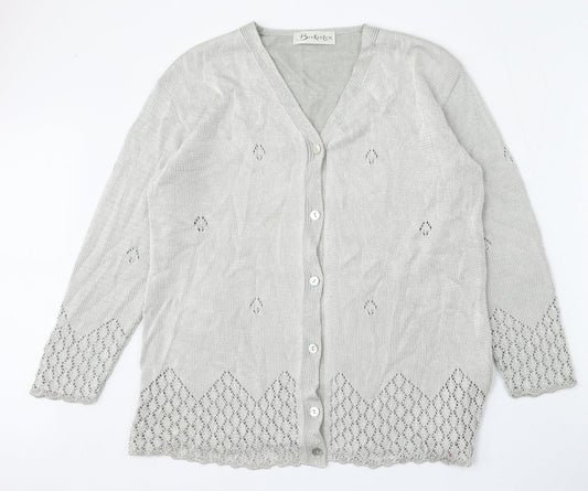 Womens UK Size 14 Berkertex Silver Cardigan Jumper