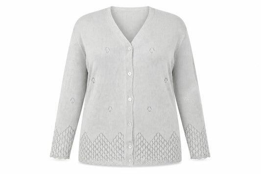 Womens UK Size 14 Berkertex Silver Cardigan Jumper