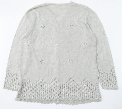 Womens UK Size 14 Berkertex Silver Cardigan Jumper
