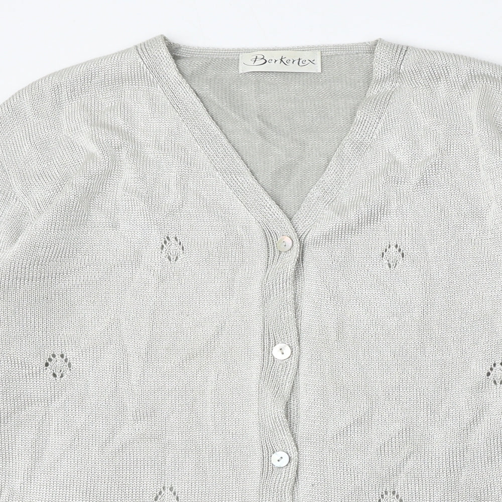 Womens UK Size 14 Berkertex Silver Cardigan Jumper