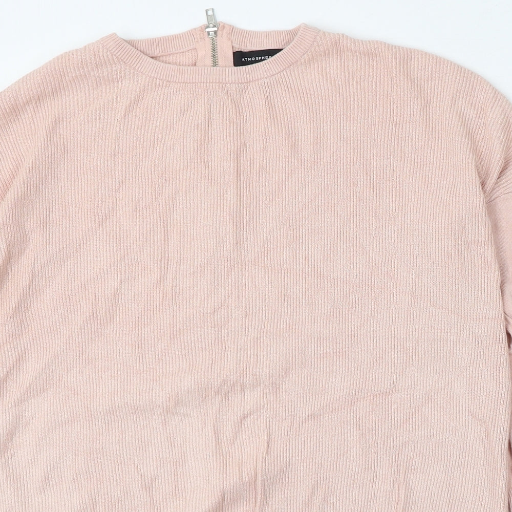 Atmosphere Womens Pink Round Neck  Viscose Pullover Jumper Size 6
