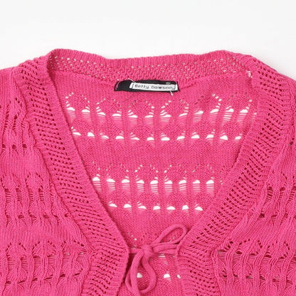 Figaro Womens Pink V-Neck  Cotton Cardigan Jumper Size M