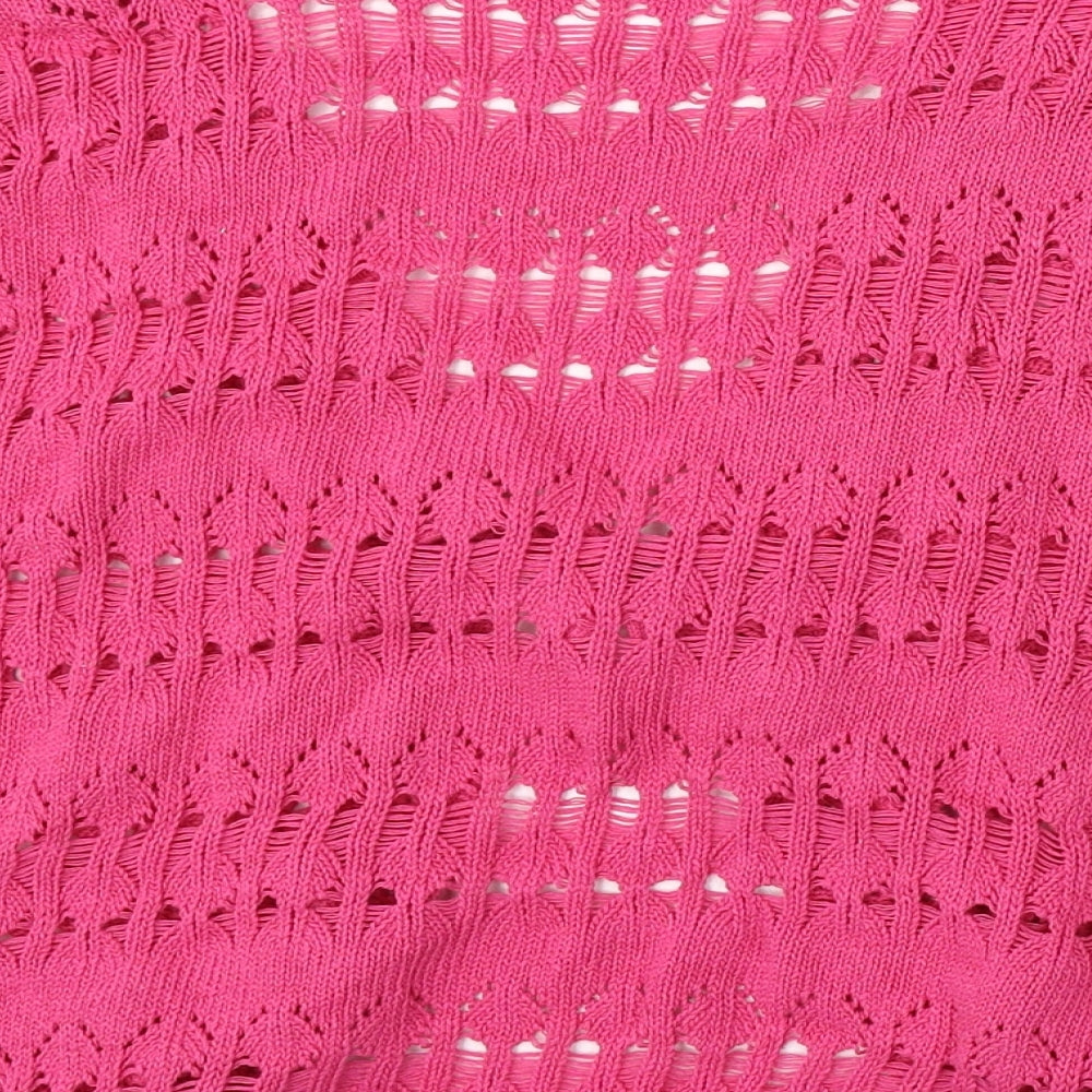 Figaro Womens Pink V-Neck  Cotton Cardigan Jumper Size M