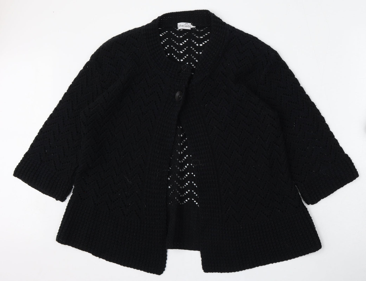 Cotton Candy Womens Black V-Neck  Acrylic Pullover Jumper Size XL
