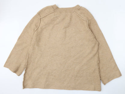 Womens UK Size S Zara Beige Pullover Jumper