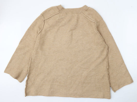 Womens UK Size S Zara Beige Pullover Jumper
