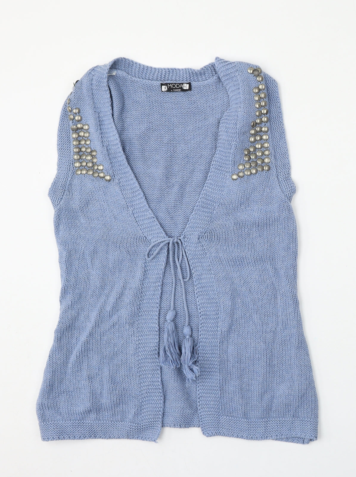 George Womens Blue Round Neck  Cotton Vest Jumper Size 16