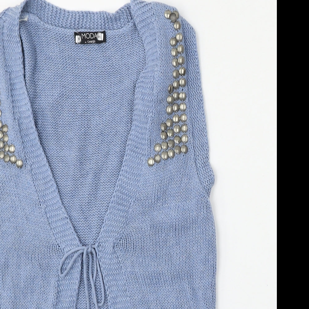 George Womens Blue Round Neck  Cotton Vest Jumper Size 16