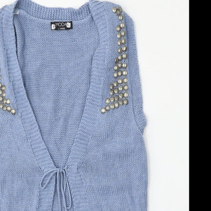 George Womens Blue Round Neck  Cotton Vest Jumper Size 16