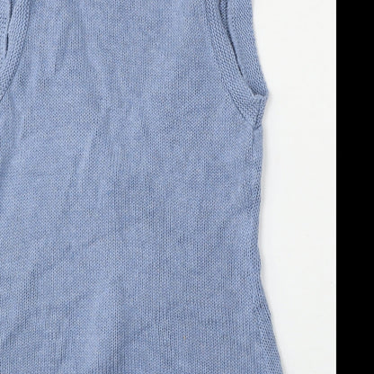 George Womens Blue Round Neck  Cotton Vest Jumper Size 16