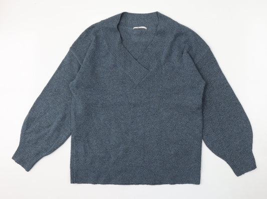 TU Mens Blue V-Neck  Acrylic Pullover Jumper Size M