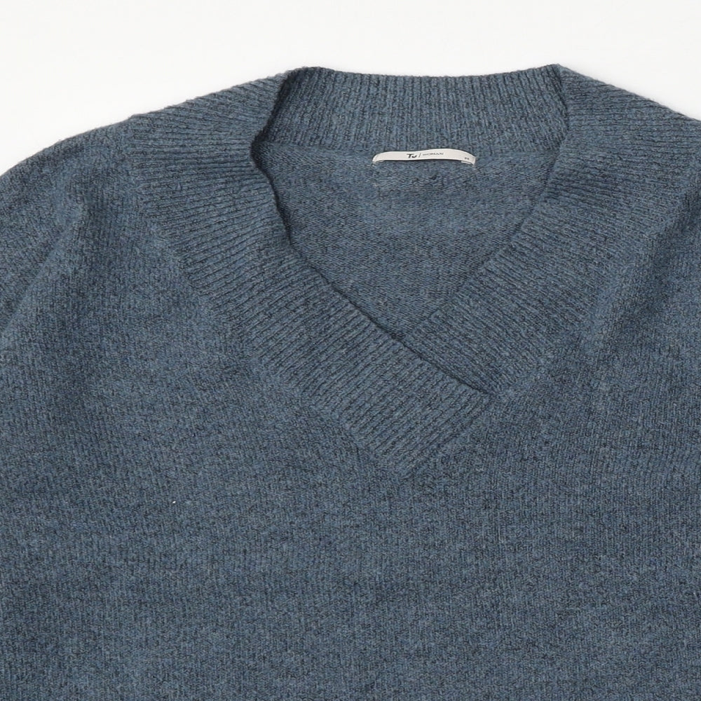 TU Mens Blue V-Neck  Acrylic Pullover Jumper Size M