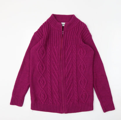 Womens UK Size 10 Afibel Purple Full Zip Jumper