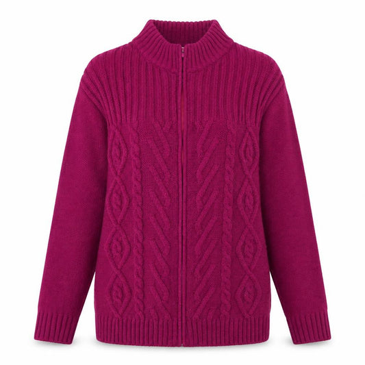 Womens UK Size 10 Afibel Purple Full Zip Jumper