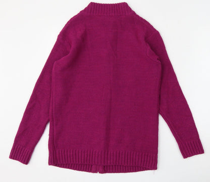 Womens UK Size 10 Afibel Purple Full Zip Jumper