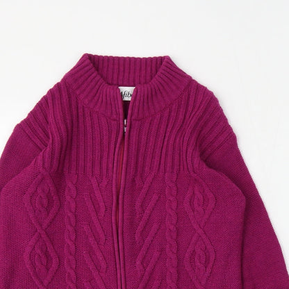 Womens UK Size 10 Afibel Purple Full Zip Jumper