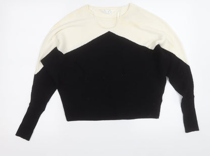 Primark Womens Black Round Neck  Viscose Pullover Jumper Size 6