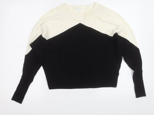 Primark Womens Black Round Neck  Viscose Pullover Jumper Size 6