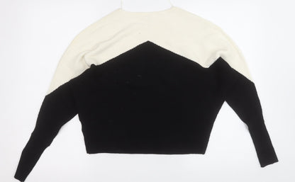 Primark Womens Black Round Neck  Viscose Pullover Jumper Size 6