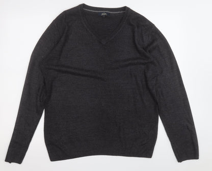 Easy Mens Grey Round Neck  Acrylic Pullover Jumper Size L