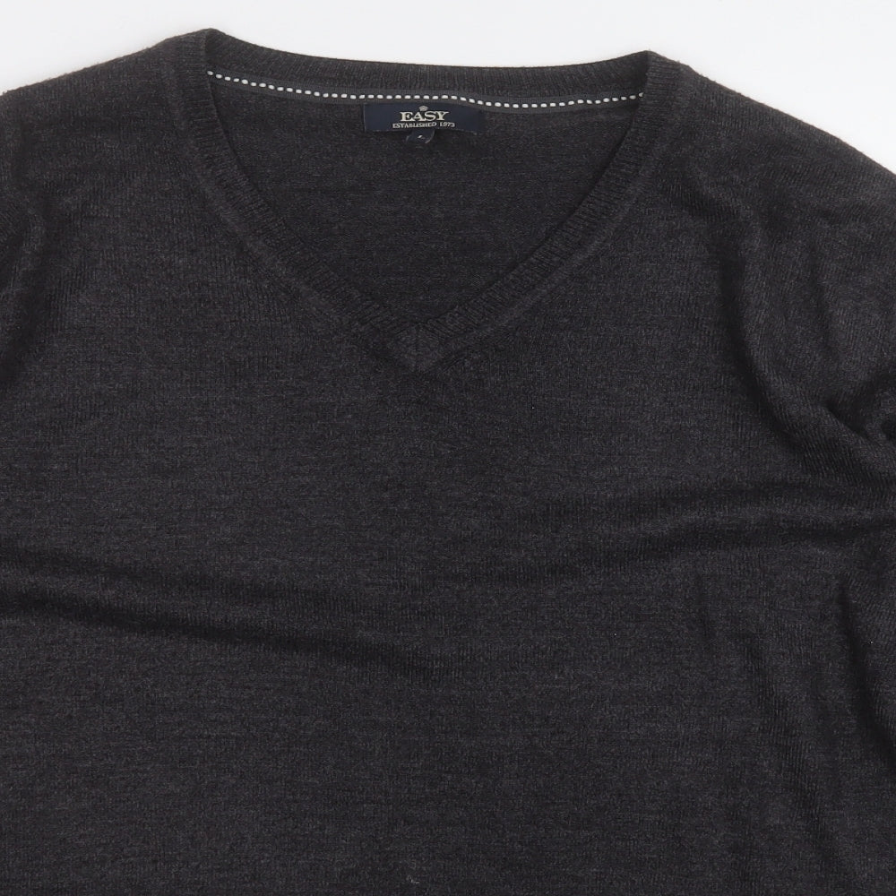 Easy Mens Grey Round Neck  Acrylic Pullover Jumper Size L