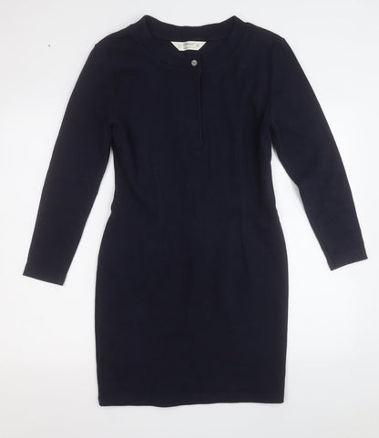 St Michael Womens Blue  Polyester Jumper Dress  Size 12  Round Neck Button